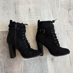 Black Lace-Up Ankle Boots